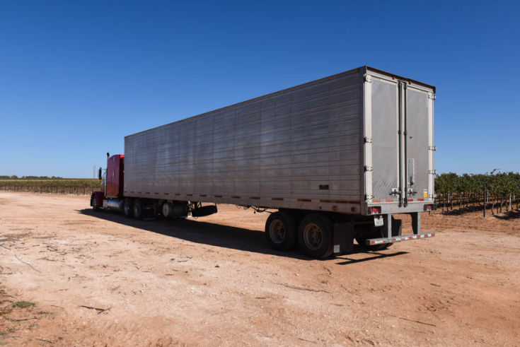 Semi truck leaving for the winery.