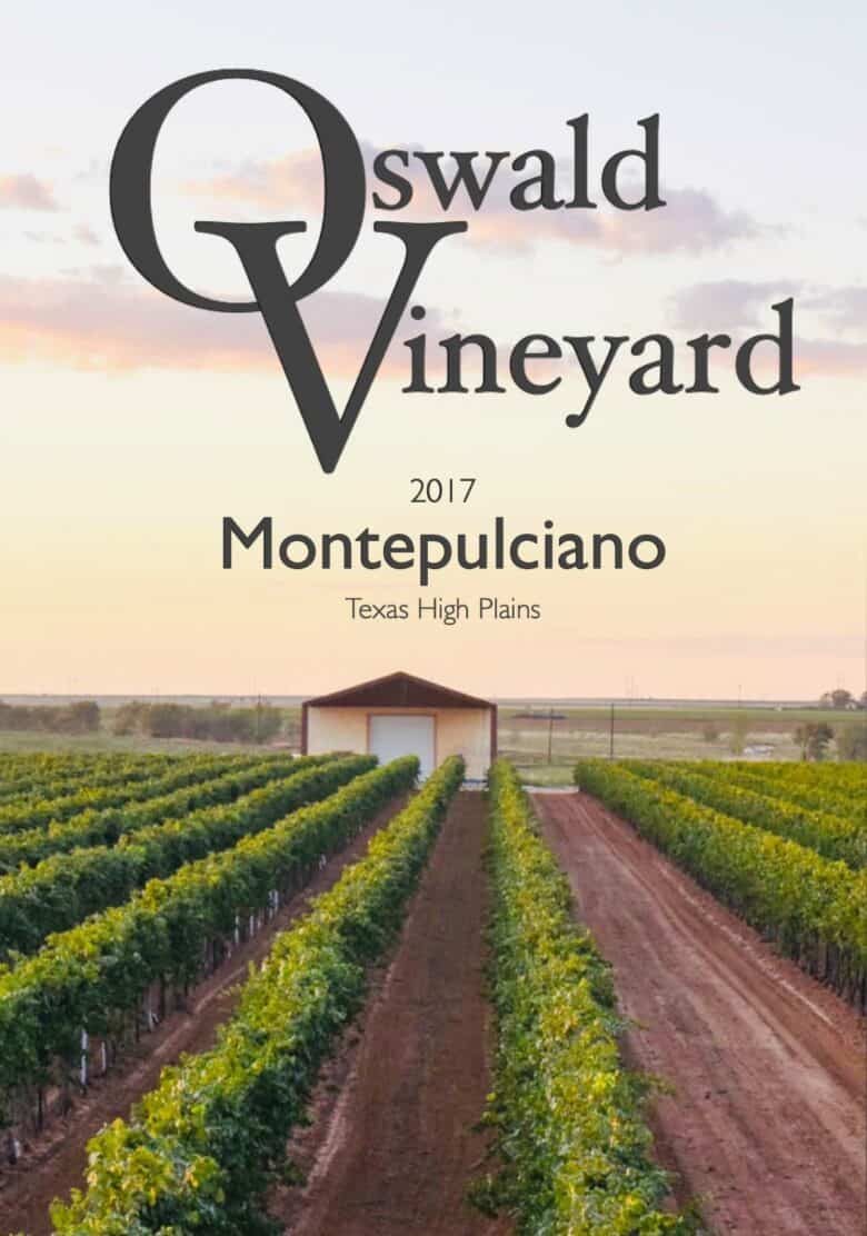 Montepulciano 2017 - Montepulciano 2017 Oswald Vineyard wine label