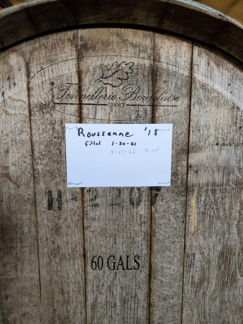 Wine - from Tanks to Barrels - Labeled barrels.