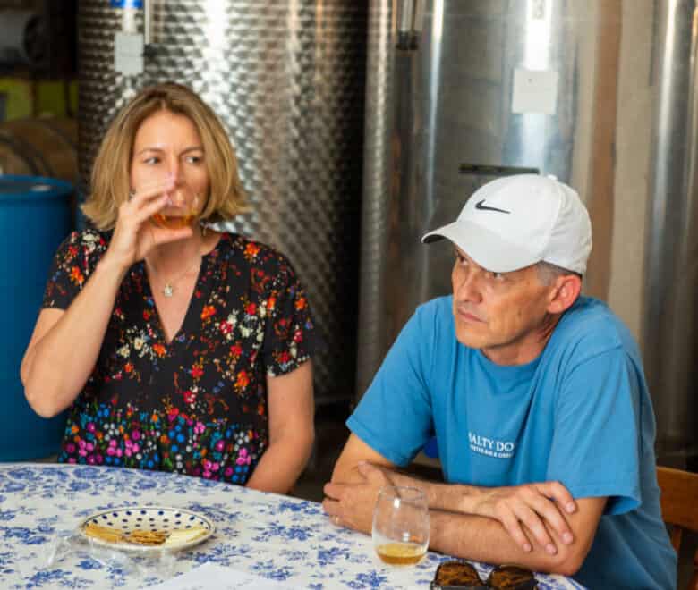 RV Winery - RV'ers enjoying a tasting from the Oswald Vineyard Tasting Menu