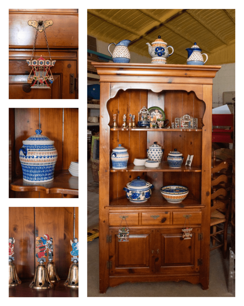The Market at Oswald Vineyard - collage of displayed pottery and pewter.