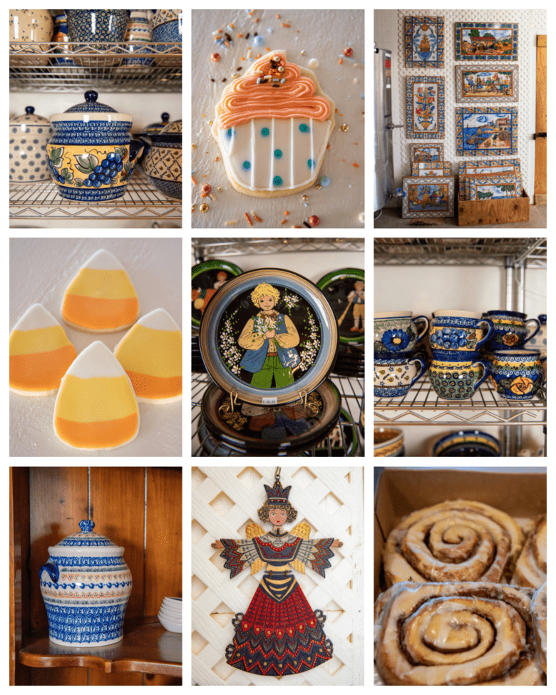 Collage of market items.