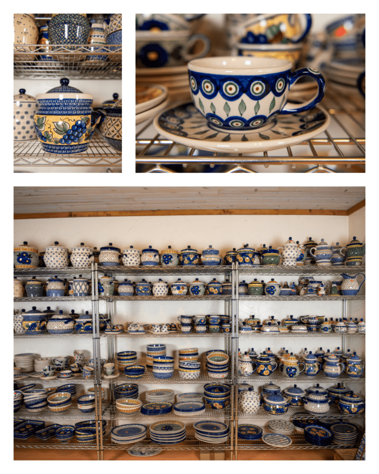 The Market at Oswald Vineyard - collage of pictures of Polish pottery.