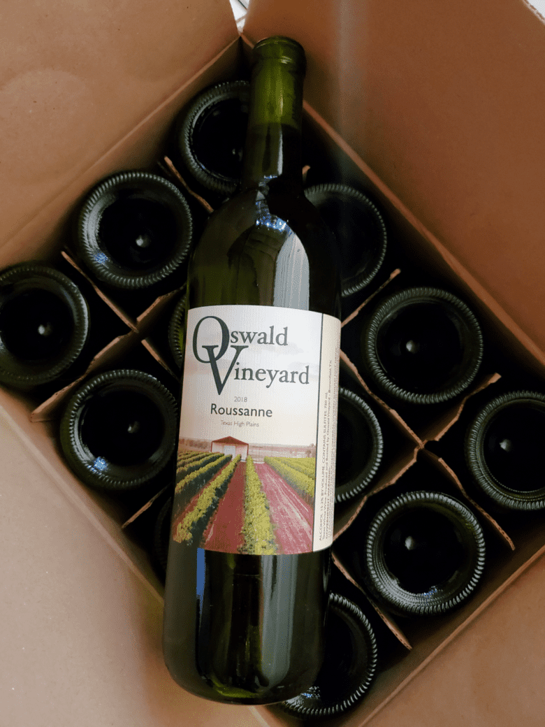 Roussanne 2018 is Bottled and Labeled - wine bottle