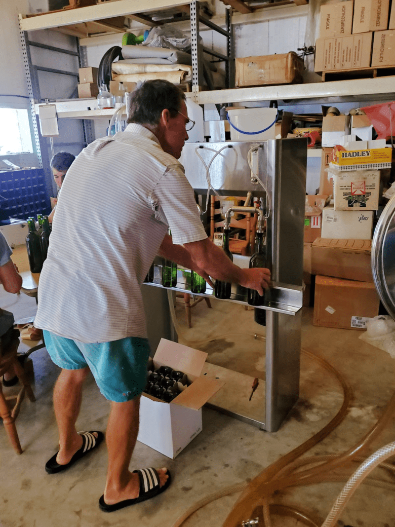 Roussanne 2018 is Bottled and Labeled - bottling line